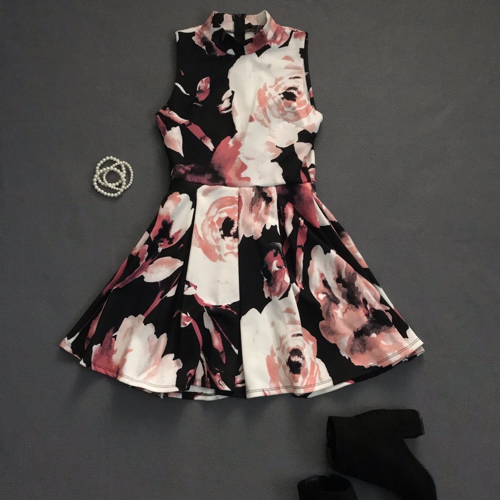 Floral High Neck Dress